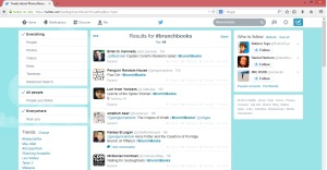 Screenshot of the results for #BookBrunch